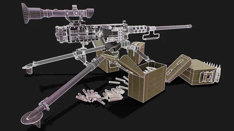 Hærens maskingevær med optisk sikte 3d-modell
