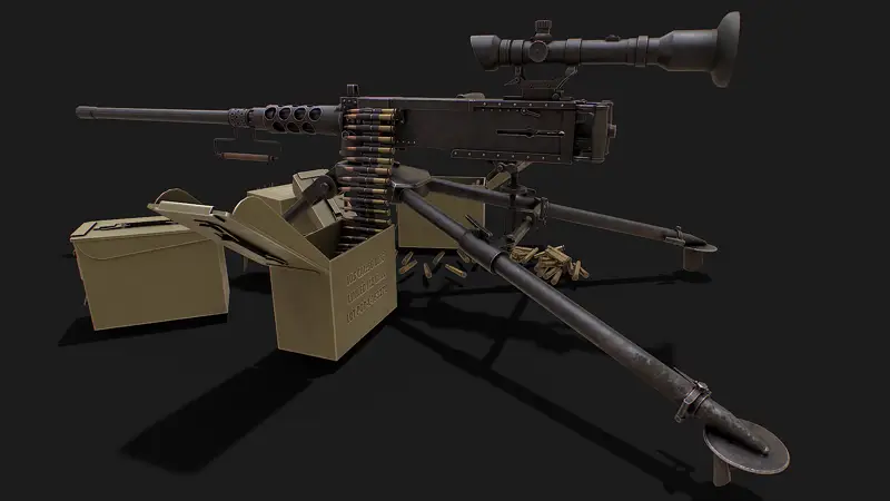 Армейска картечница с оптичен мерник 3d модел