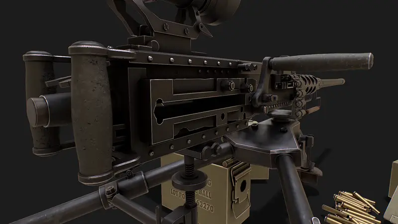 Mitragliatrice militare con mirino ottico modello 3d