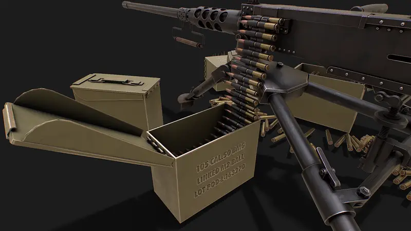 光学照準器付き陸軍機関銃 3D モデル