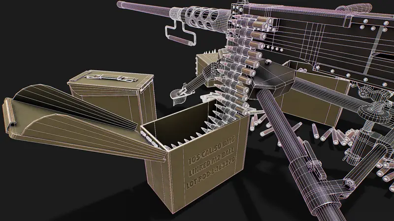 3D model vojaške mitraljeze z optičnim merilnikom