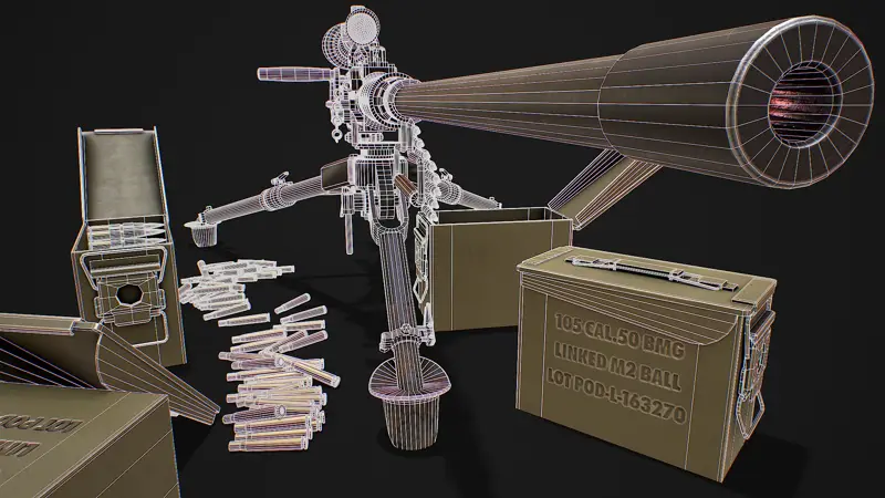 Legermachinegeweer met optisch zicht 3D-model