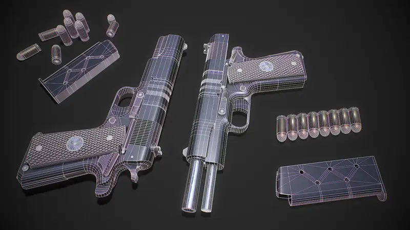 Modello 3D della pistola dell'esercito
