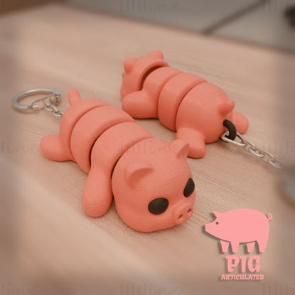 ARTICULATED PIG KEYCHAIN 3D PRINTING MODEL STL