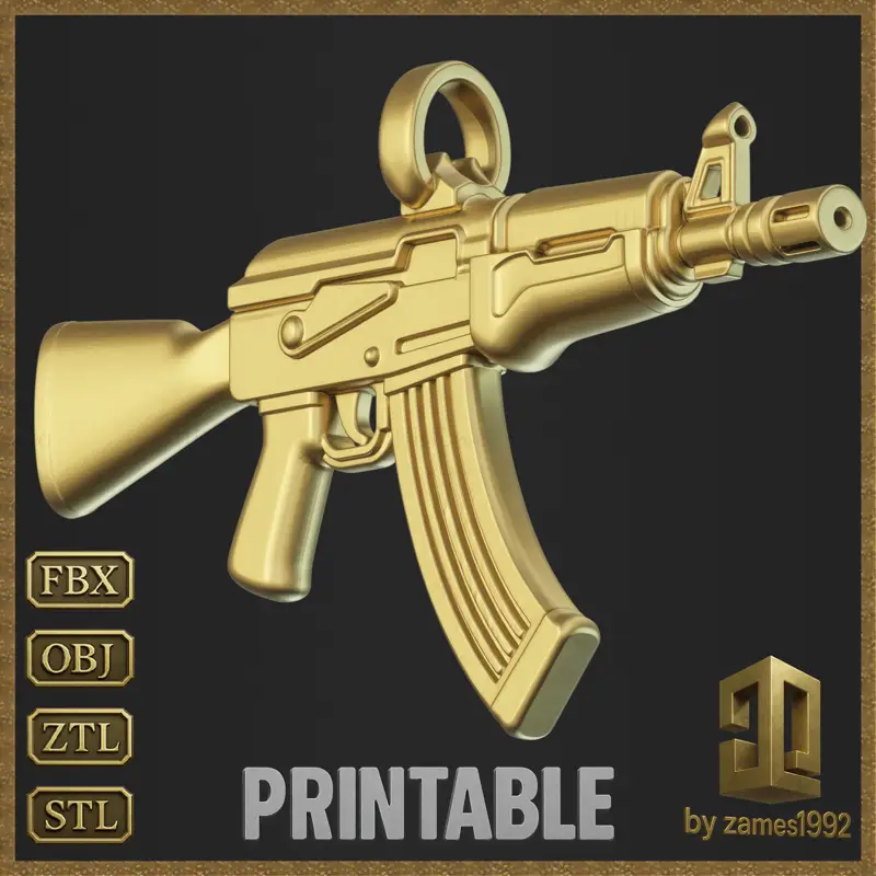 Sturmgewehr-Anhänger-Schmuckdesign 3D-Druckmodell