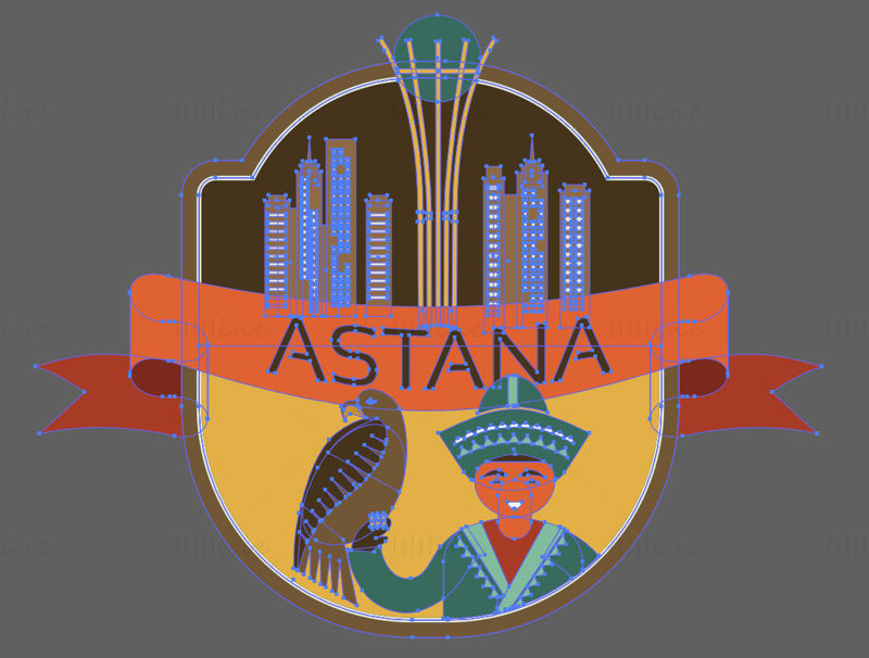 Elementos icónicos de la ciudad de Astana vector eps png