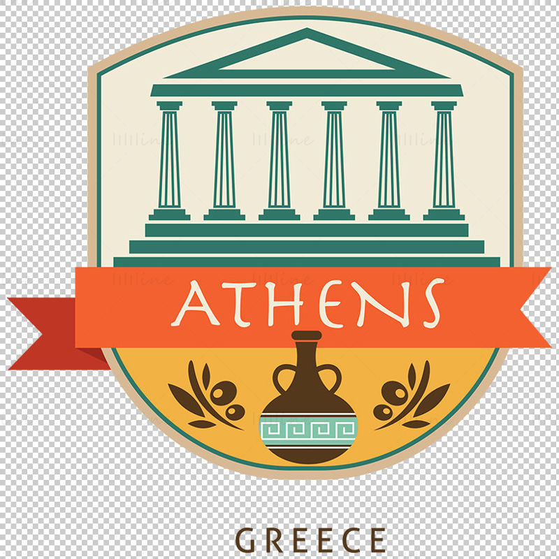 مدينة أثينا العناصر المميزة ناقلات eps png