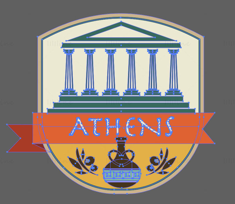 アテネ市の象徴的な要素ベクトル eps png