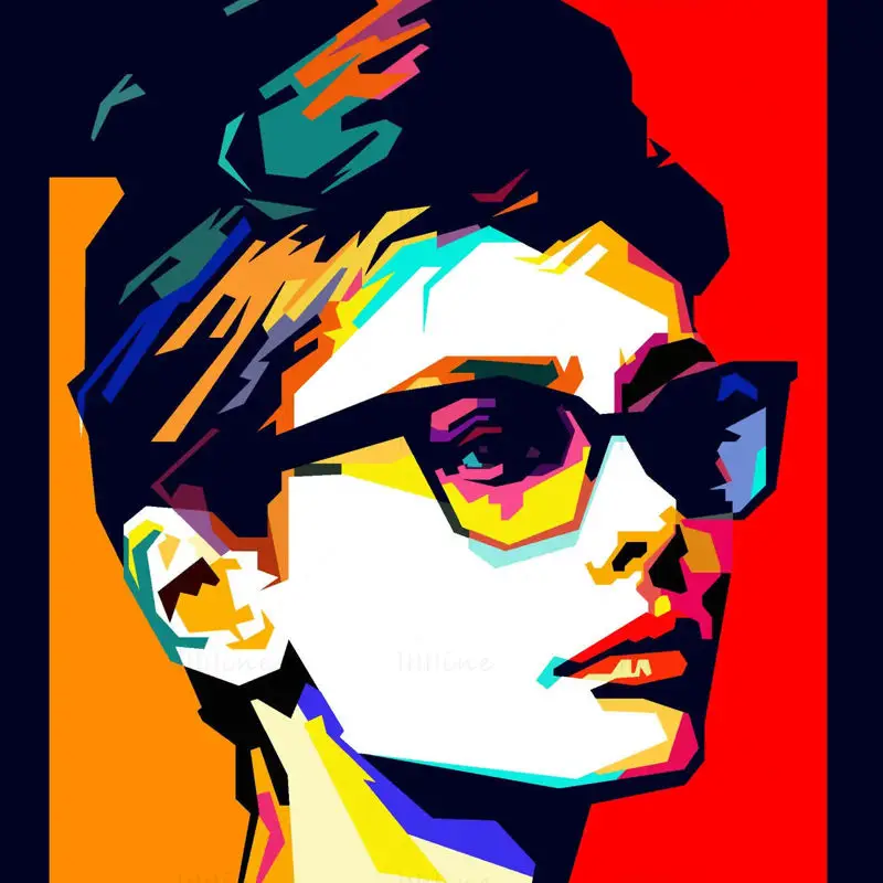 Audrey Hepburn Belleza de Hollywood de los años 60 Estrellas Arte pop WPAP Vector