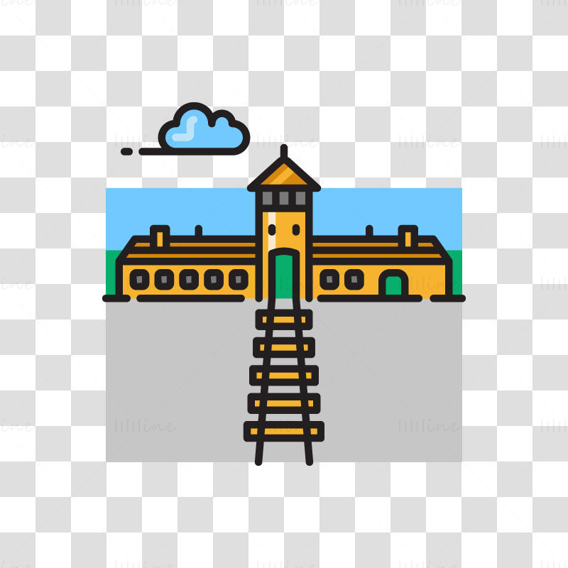Auschwitz Concentration Camp vector illustration