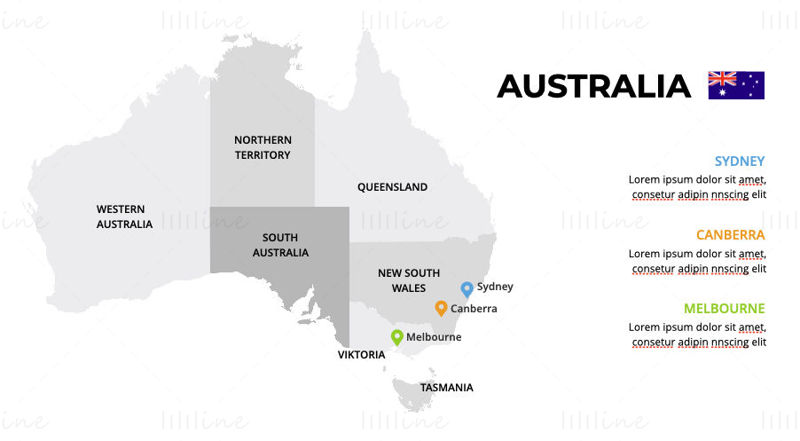 Mapa de infografías de Australia PPT y Keynote editables