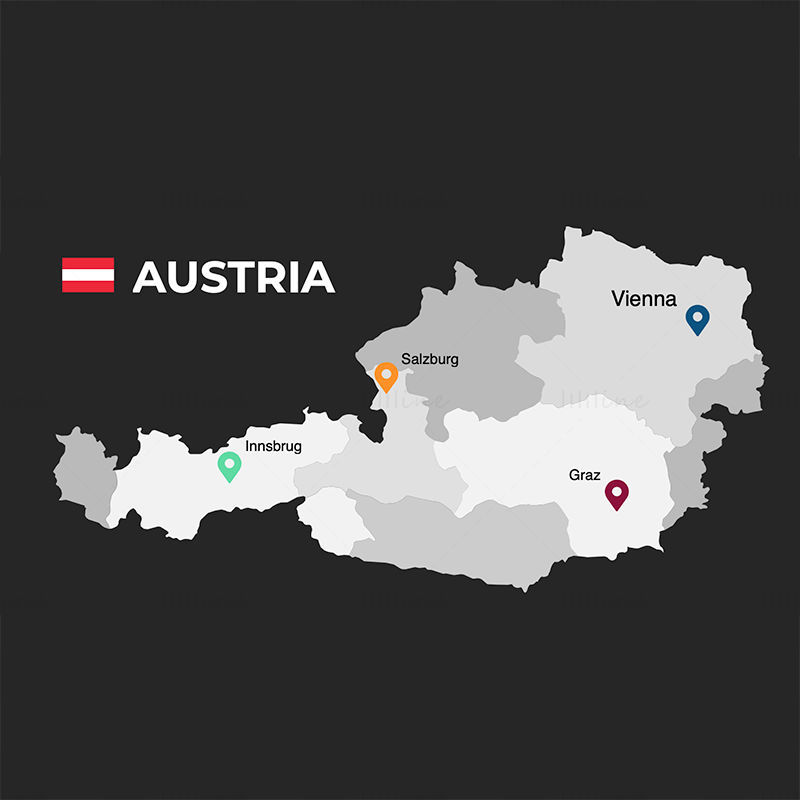 Infografica della mappa dell'Austria PPT e keynote