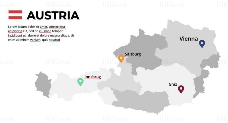Infografica della mappa dell'Austria PPT e keynote