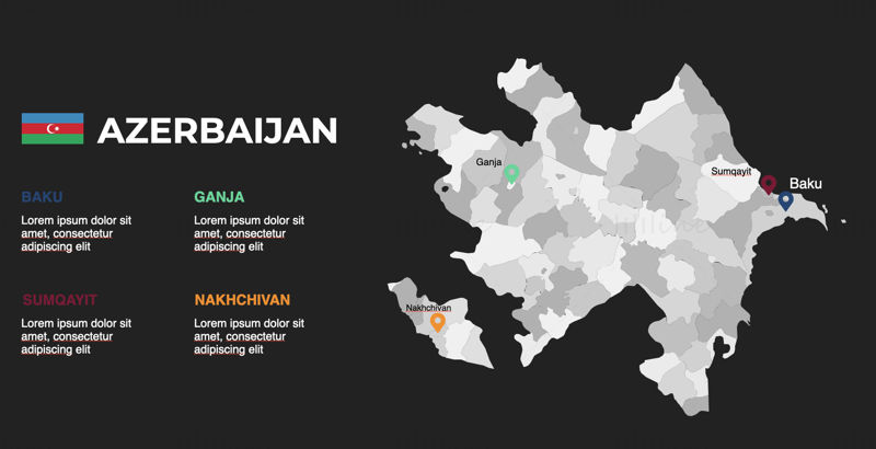 Mapa de infografías de Azerbaiyán PPT y Keynote