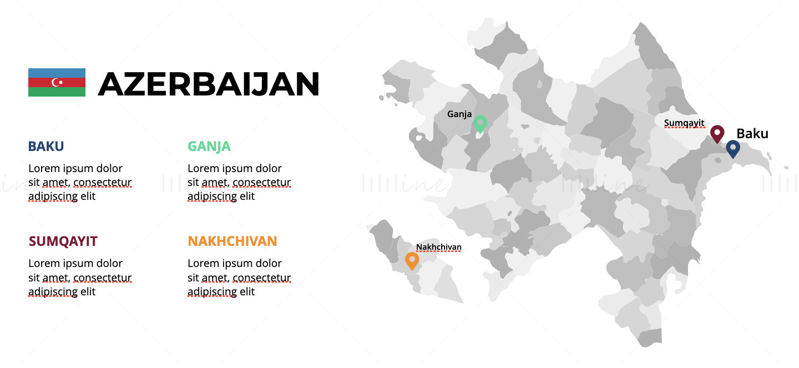 Mappa infografica dell'Azerbaigian PPT e keynote