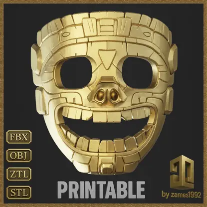 Aztekenmaske, antikes Stammes-3D-Druckmodell