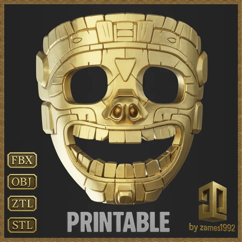 Aztekenmaske, antikes Stammes-3D-Druckmodell