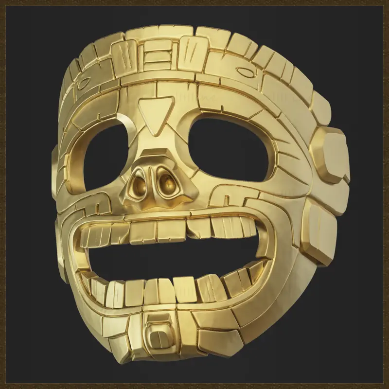 Aztekenmaske, antikes Stammes-3D-Druckmodell