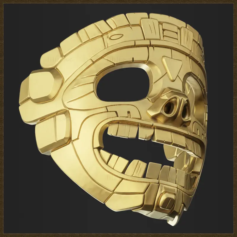 Aztekenmaske, antikes Stammes-3D-Druckmodell