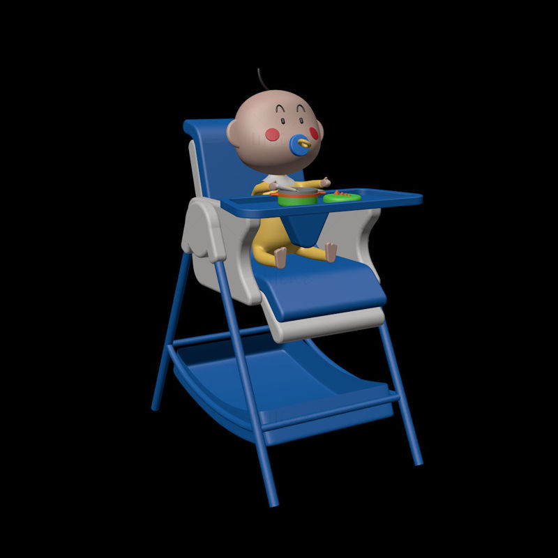 Baby dinner chair  cartoon style 3D model made by C4D
