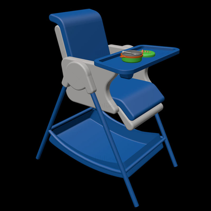 Baby dinner chair  cartoon style 3D model made by C4D