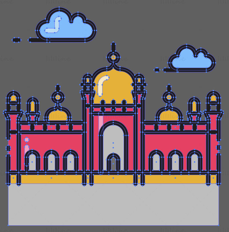バドシャヒ モスクのベクトル図