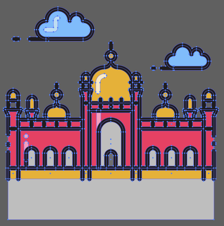 Badshahi Mosque vector illustration