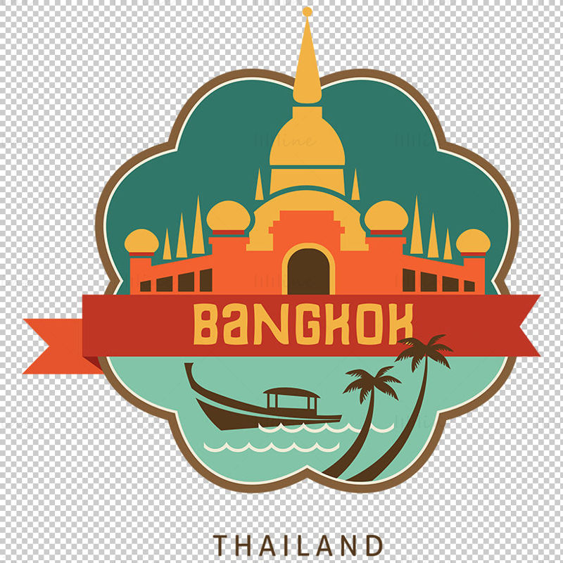 Elementos icónicos de la ciudad de Bangkok vector eps png