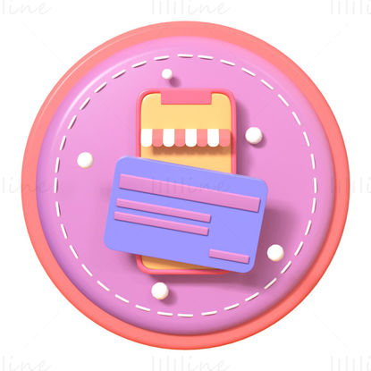 Bank card payment 3d model icon