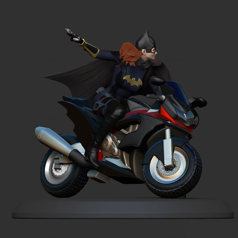 Batgirl auf Fahrrad 3D-Modell bereit zum Drucken STL