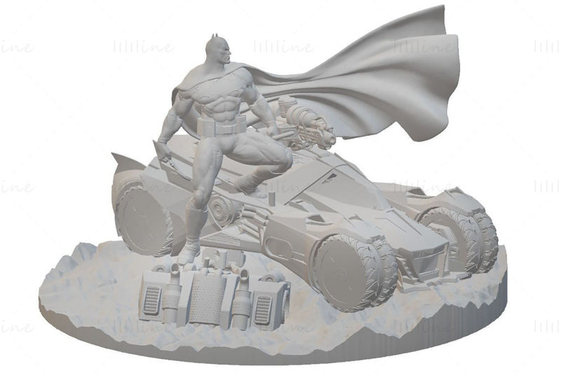 Batman a Batmobile Diorama 3D tisk Model STL