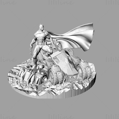 Batman a Batmobile Diorama 3D tisk Model STL