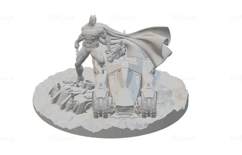 Batman et Batmobile Diorama Modèle d'impression 3D STL