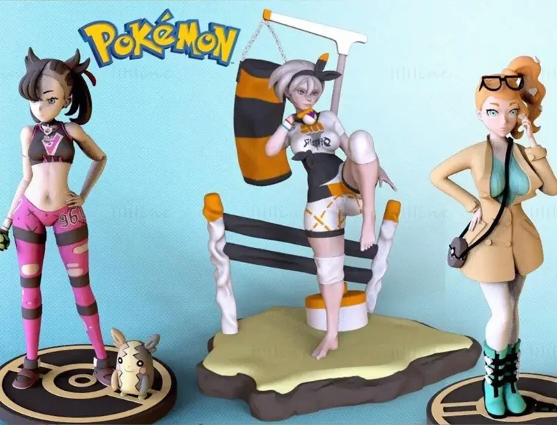 File STL del modello di stampa 3D di Bea, Marnie e Sonia (Pokemon)