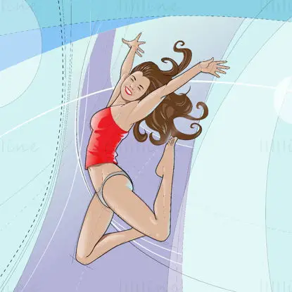 Beautiful woman jumping vector illustration