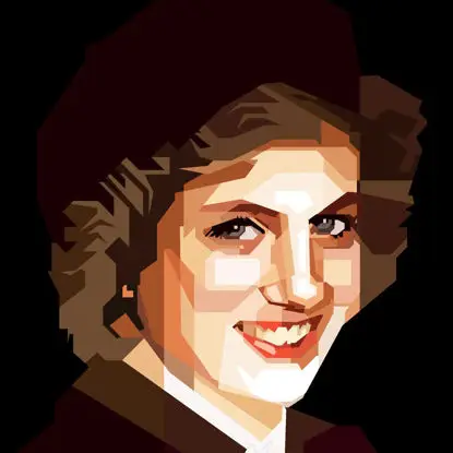 Beauty Diana Spencer Illustration Retro