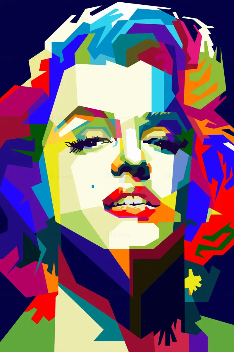 Lepota Marilyn Monroe Pop Art Portret WPAP Vector