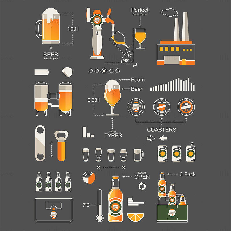 Beer Bar infographics elements vector