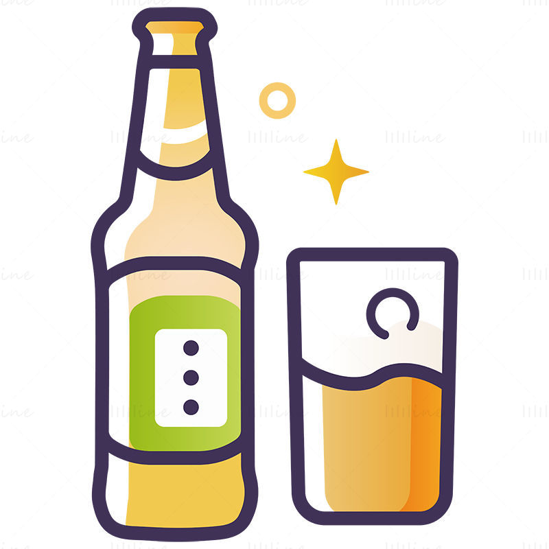 Beer bottle cup vector