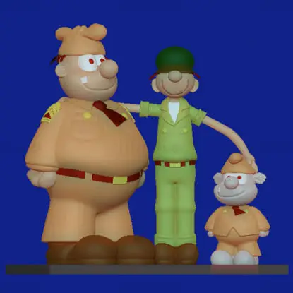 Beetle Bailey, Sergeant Snorkel and Otto 3D Printing Model STL