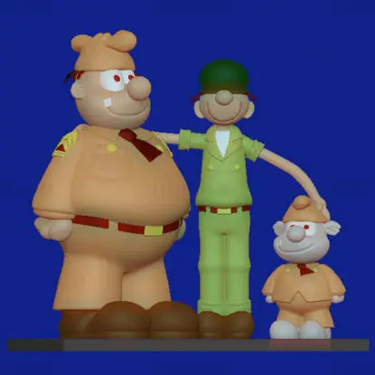 Beetle Bailey, Sergeant Snorkel y Otto Modelo de impresión 3D STL