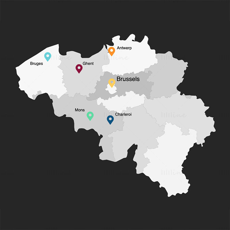 Mapa de infografías de Bélgica PPT y Keynote editables