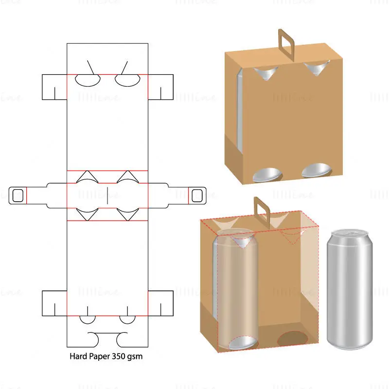 Beverage packaging dieline vector