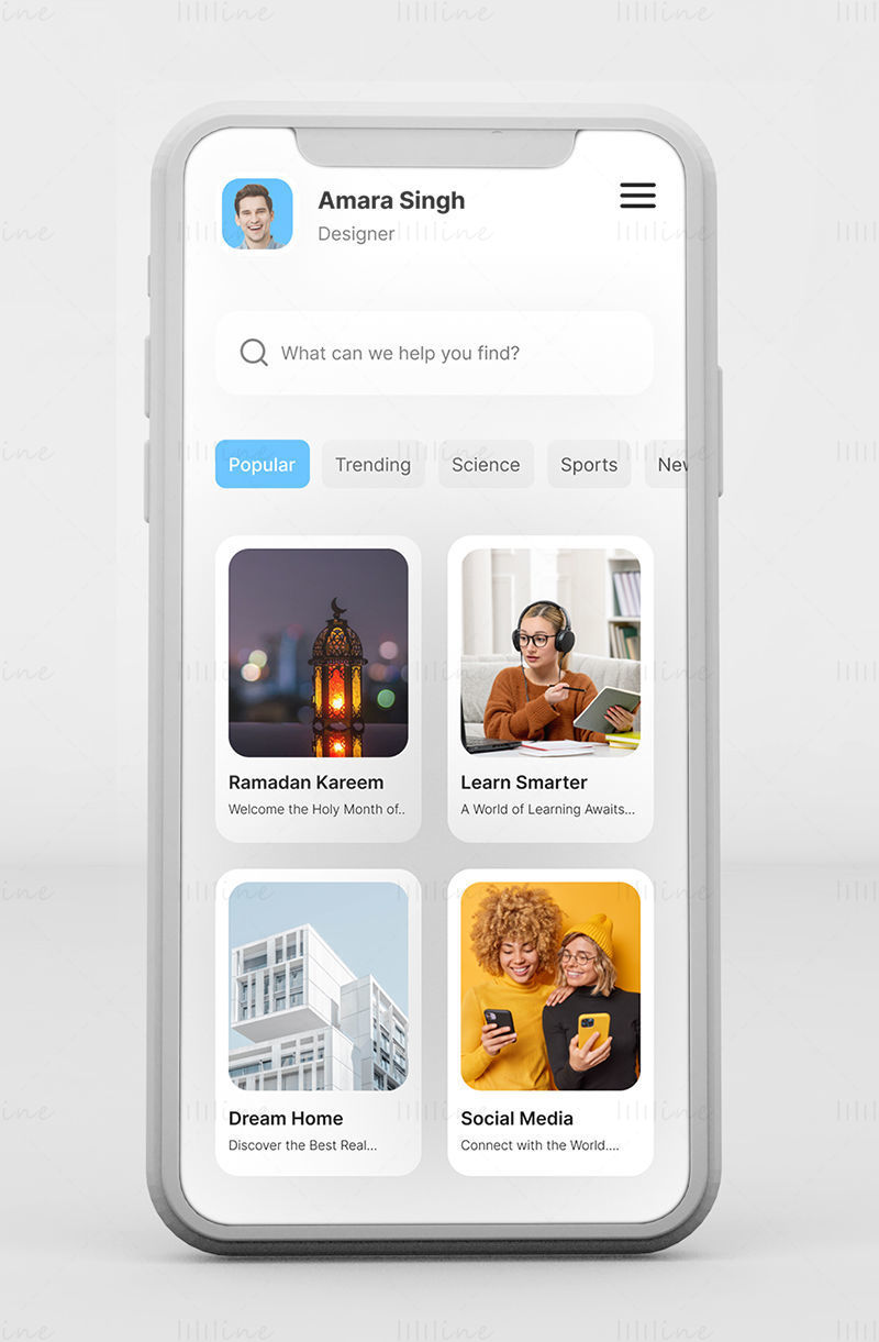 Bing app design UI template