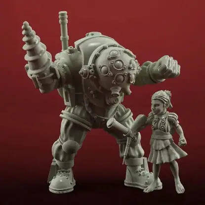 Bio Shock Big Daddy sestřička Figurka 3D tisk Model STL