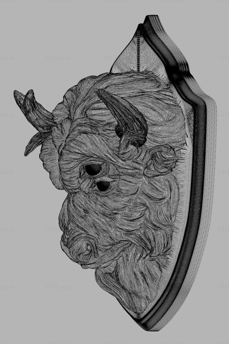 Modèle d'impression 3D de tête de démon mural inspiré du bison STL