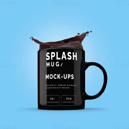 Maquette PSD de splash de tasse noire