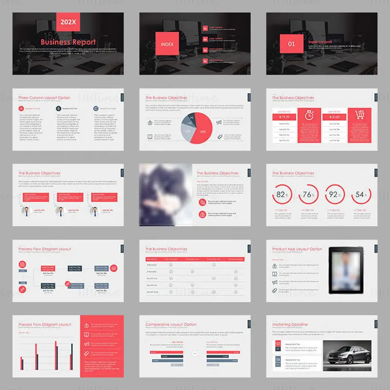 Black Red Modern flat business ppt