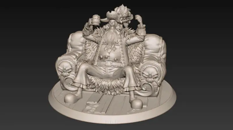 Blackbeard Marshall D Teach met troon - One Piece 3D Printing Model STL