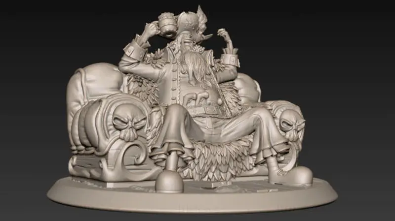 Blackbeard Marshall D Teach met troon - One Piece 3D Printing Model STL